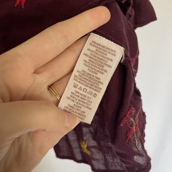 Free People Womens Embroidered Boho Blouse M purple comfortable top lightweight - Picture 8 of 10